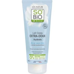 SO’BiO étic Extra feuchtigkeitsspendende Körpermilch mit Bio-Aloe Vera und Hyaluron (200 ml) – mit Hyaluronsäure