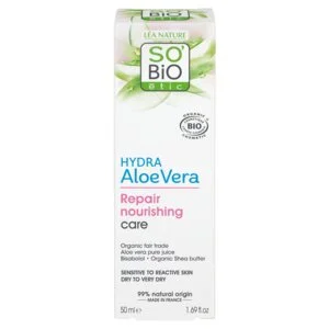 SO’BiO étic Nährende reparierende Pflege mit Aloe vera für empfindliche Haut BIO (50 ml) – spendet der Haut Feuchtigkeit und nährt sie