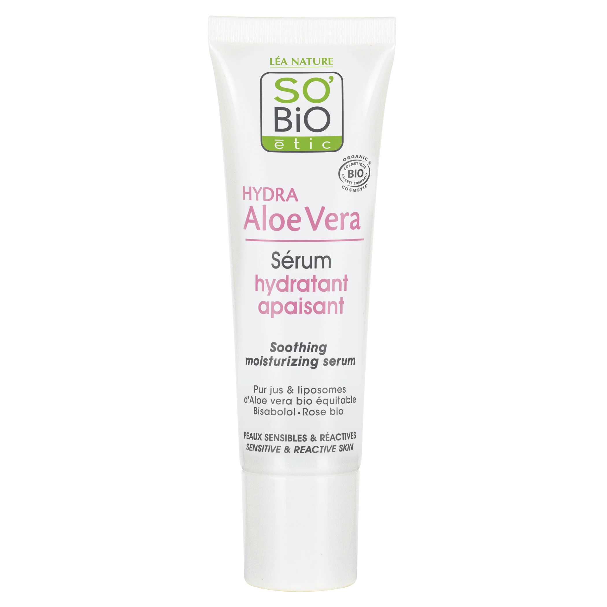 SO’BiO étic Gesichtsserum mit Aloe vera – Beruhigung und Feuchtigkeit für empfindliche Haut BIO (30 ml) – spendet Feuchtigkeit, beruhigt und bringt die Haut zum Strahlen