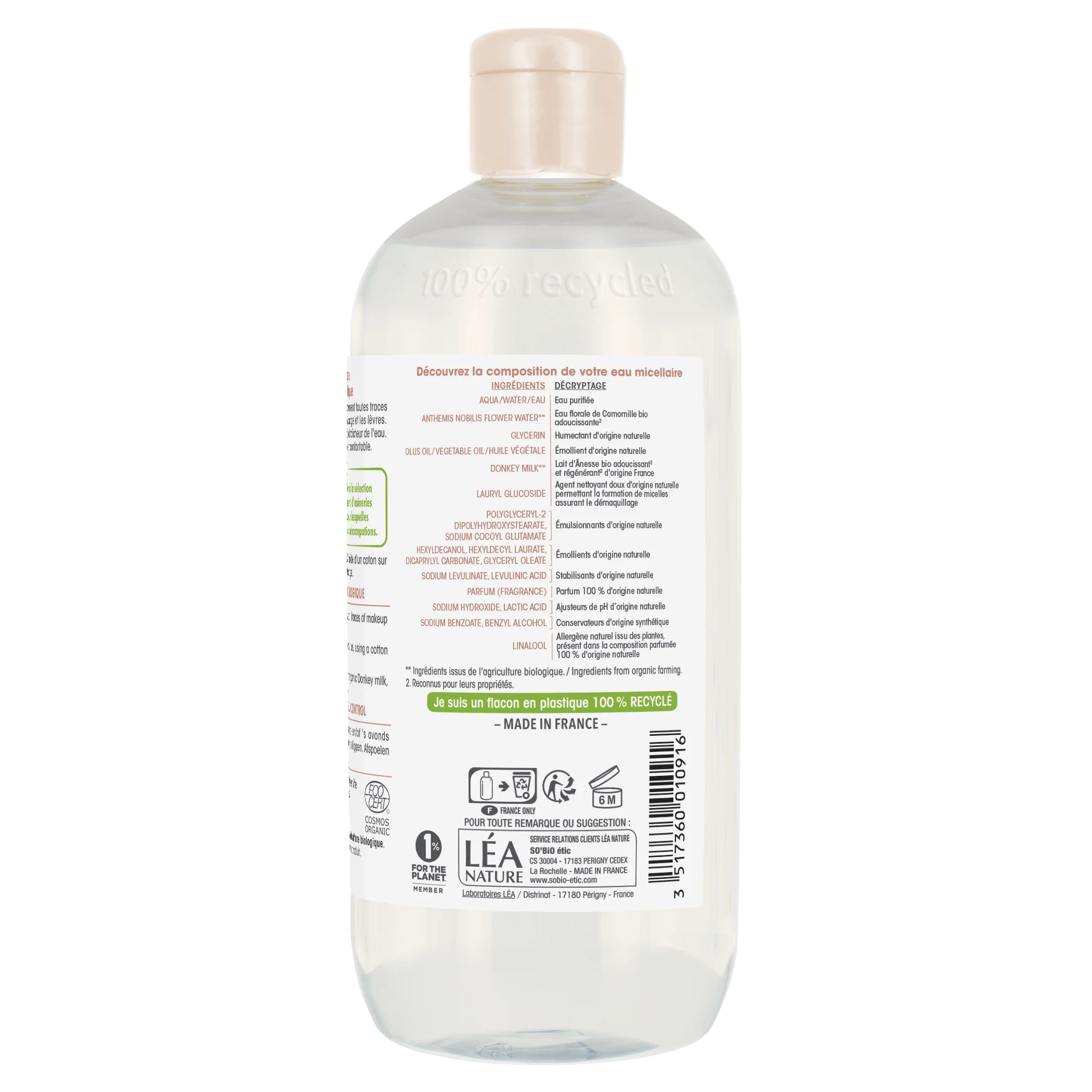 SO’BiO étic Mizellenwasser mit BIO-Eselsmilch (500 ml) – auch für empfindliche Haut geeignet