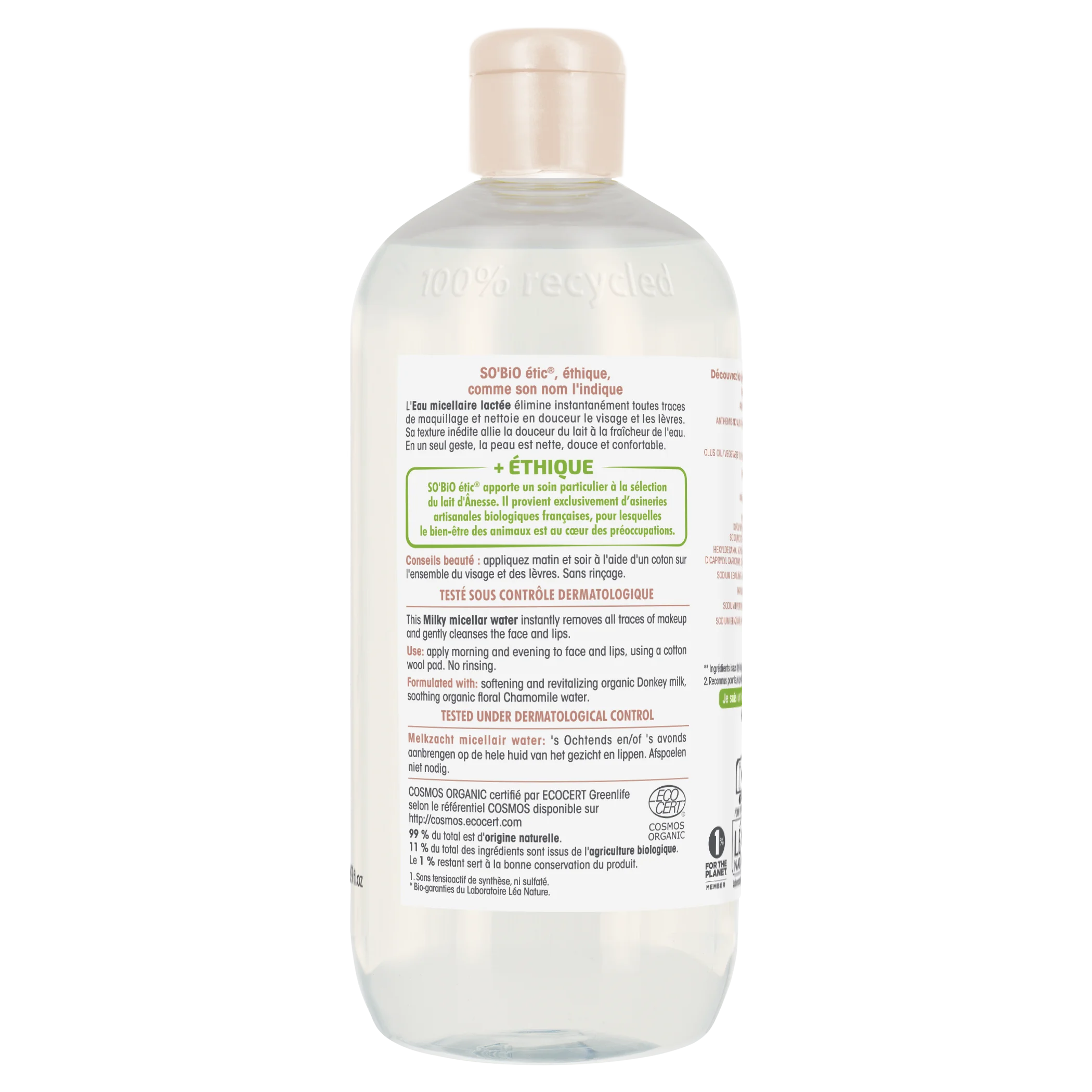 SO’BiO étic Mizellenwasser mit BIO-Eselsmilch (500 ml) – auch für empfindliche Haut geeignet
