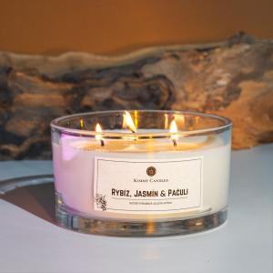 Sojakerze Johannisbeere, Jasmin & Patchouli (3 Dochte)