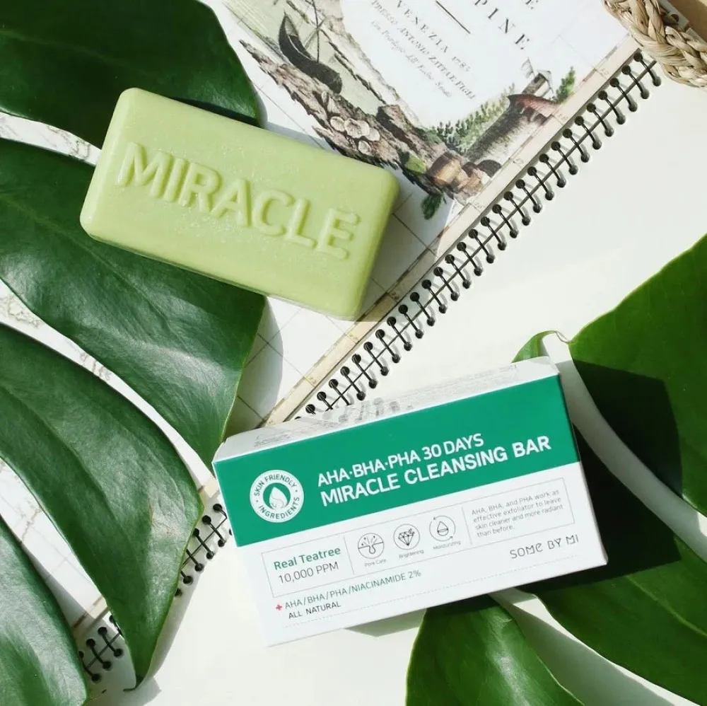 AHA BHA PHA 30 Days Miracle Cleansing Bar feste Seife für zu Akne neigende Haut mit AHA-, BHA- und PHA-Säuren 106 g
