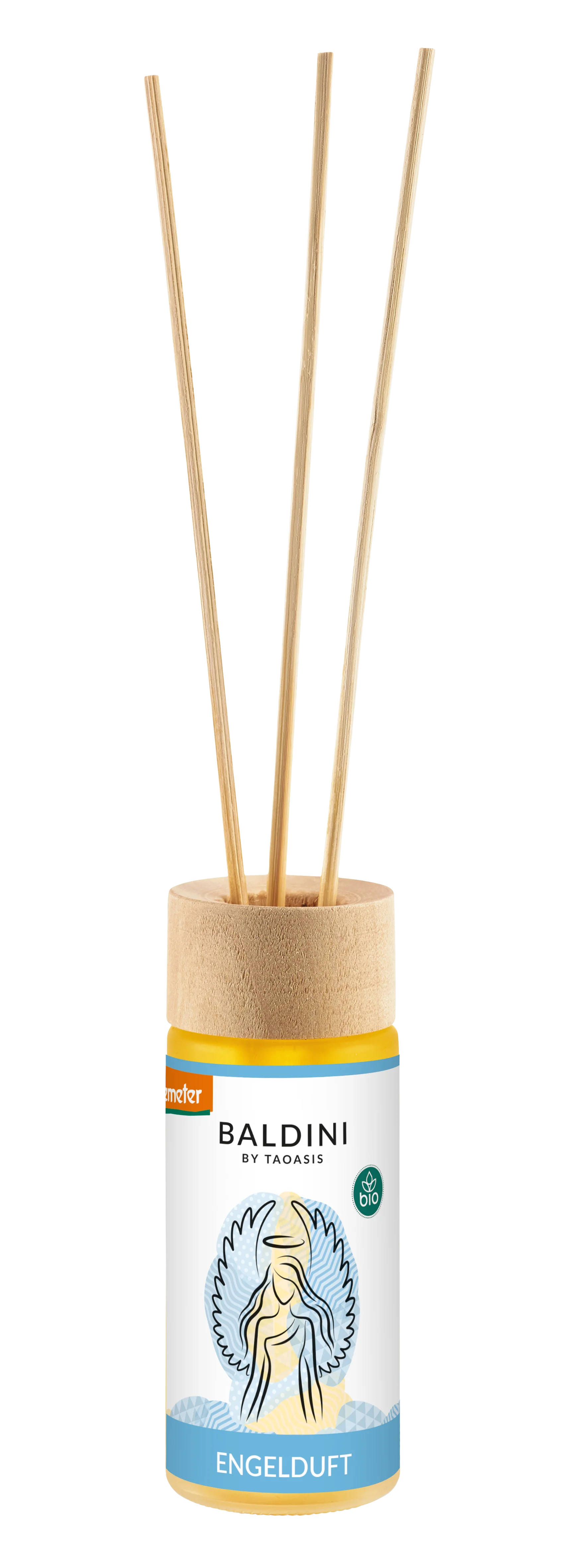 Taoasis Baldini Aroma-Diffusor mit Stäbchen Angel Scent BIO (50 ml) – euphorisierend, harmonisierend und aktivierend