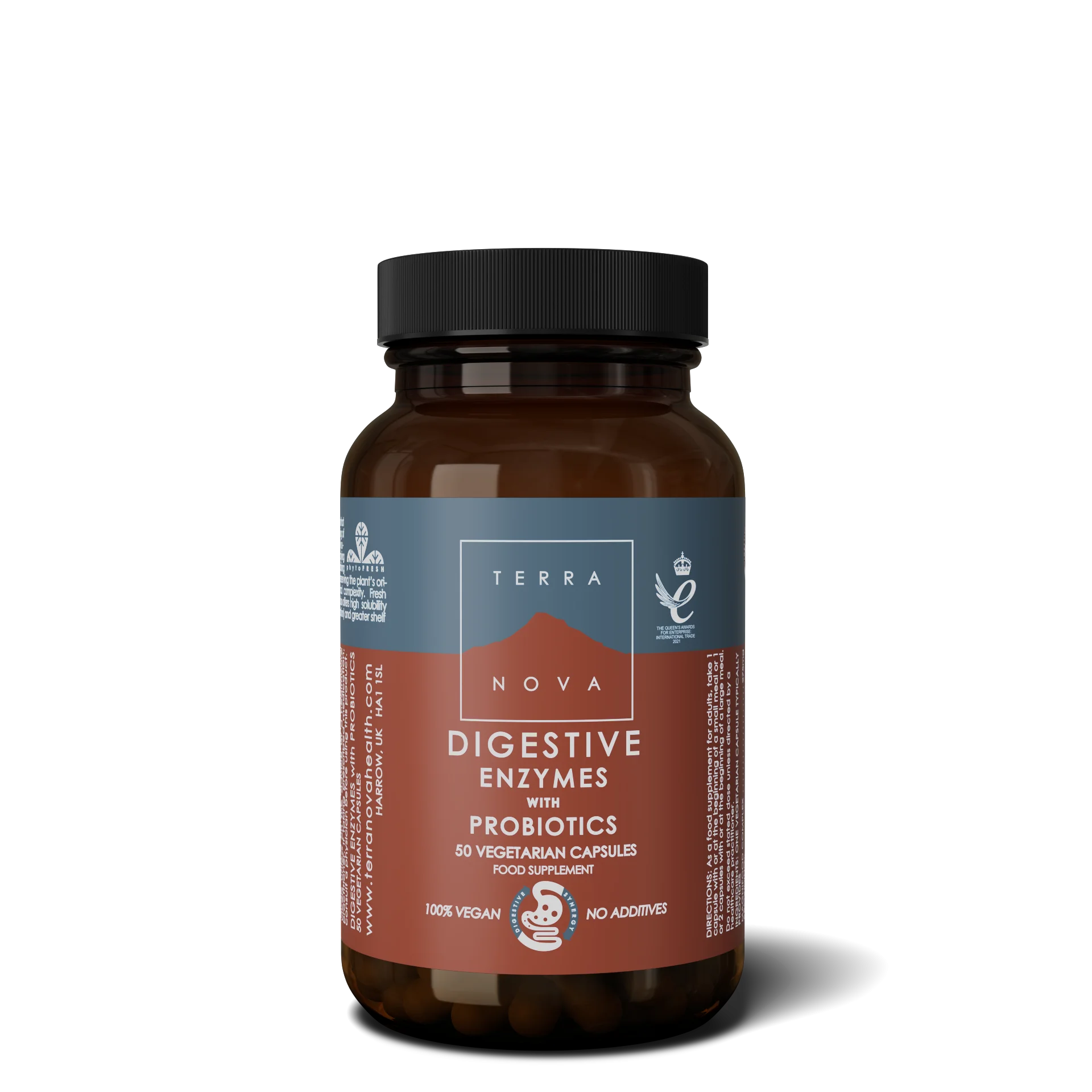 Terranova Health Verdauungsenzyme & Probiotika (50 Kapseln) - angereichert mit Fenchel, Ingwer und Klette