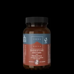 Terranova Health Verdauungsenzyme & Probiotika (50 Kapseln) - angereichert mit Fenchel, Ingwer und Klette