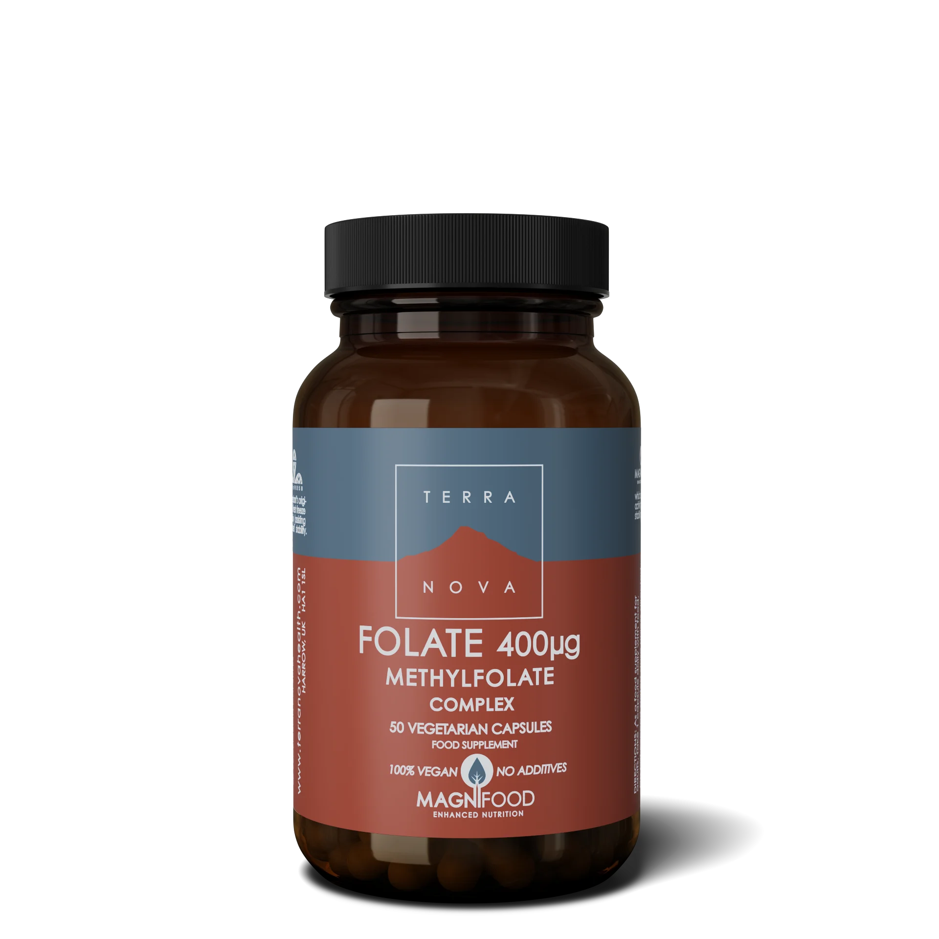 Terranova Health Folat (Methylfolat) 400 µg Komplex (50 Kapseln) – natürliche Form der Folsäure