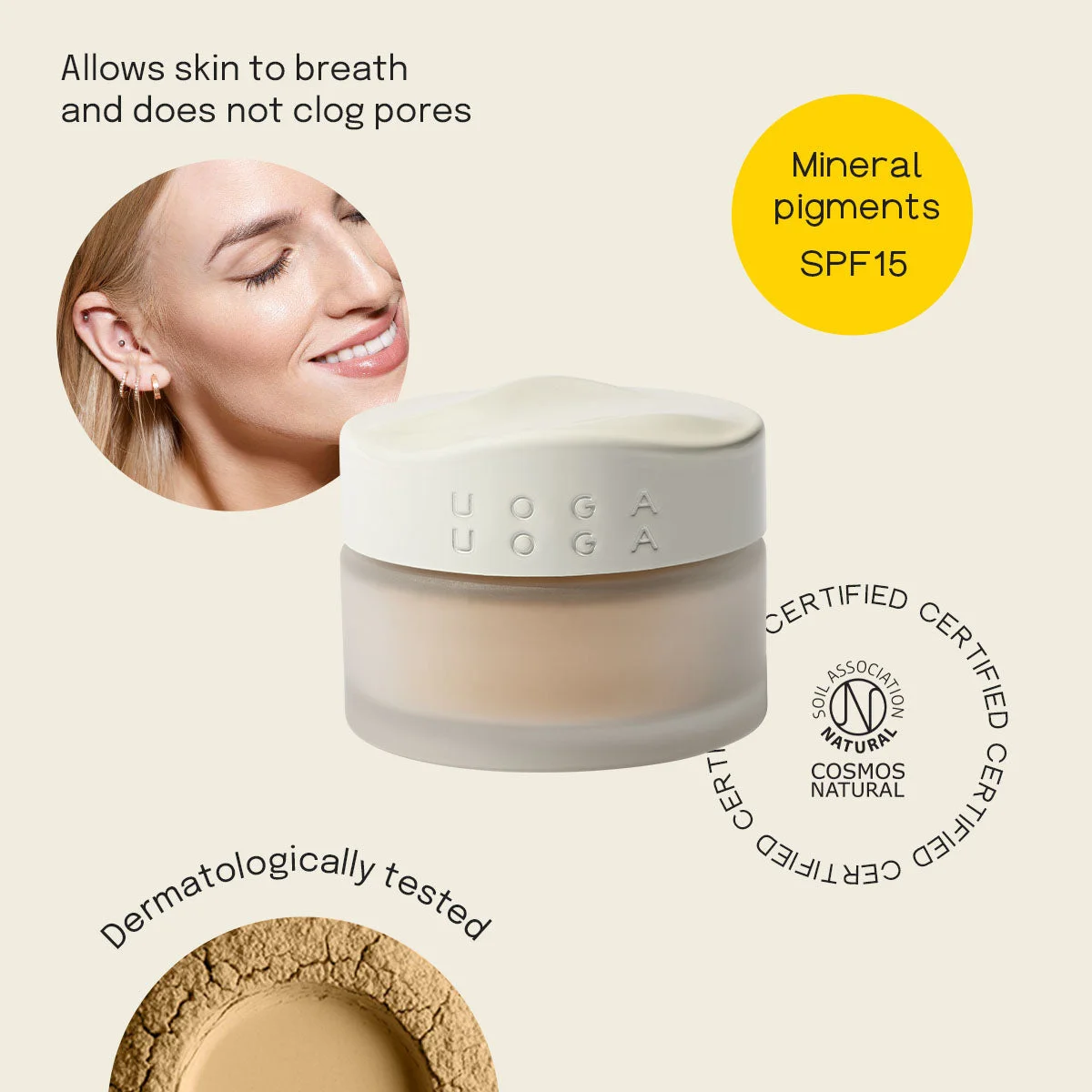 Uoga Uoga Mineralisches Puder-Make-up mit Bernstein (10 g) 803 Dandelion Syrup - leicht, natürlich, LSF 15