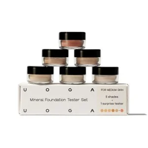 Uoga Uoga Tester-Set Mineral Make-up (6 x 0,7 g) Medium / Tan - 5 Grundierungen + 1 Rouge passend zum Hautton
