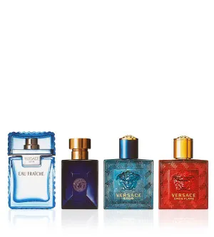 Versace Miniatur Set Geschenkset für Männer Eau de Toilette Man Eau Fraîche 5ml + Eau de Toilette Dylan Blue 5ml + Eau de Toilette Eros 5ml + Eau de Parfum Eros Flame 5ml