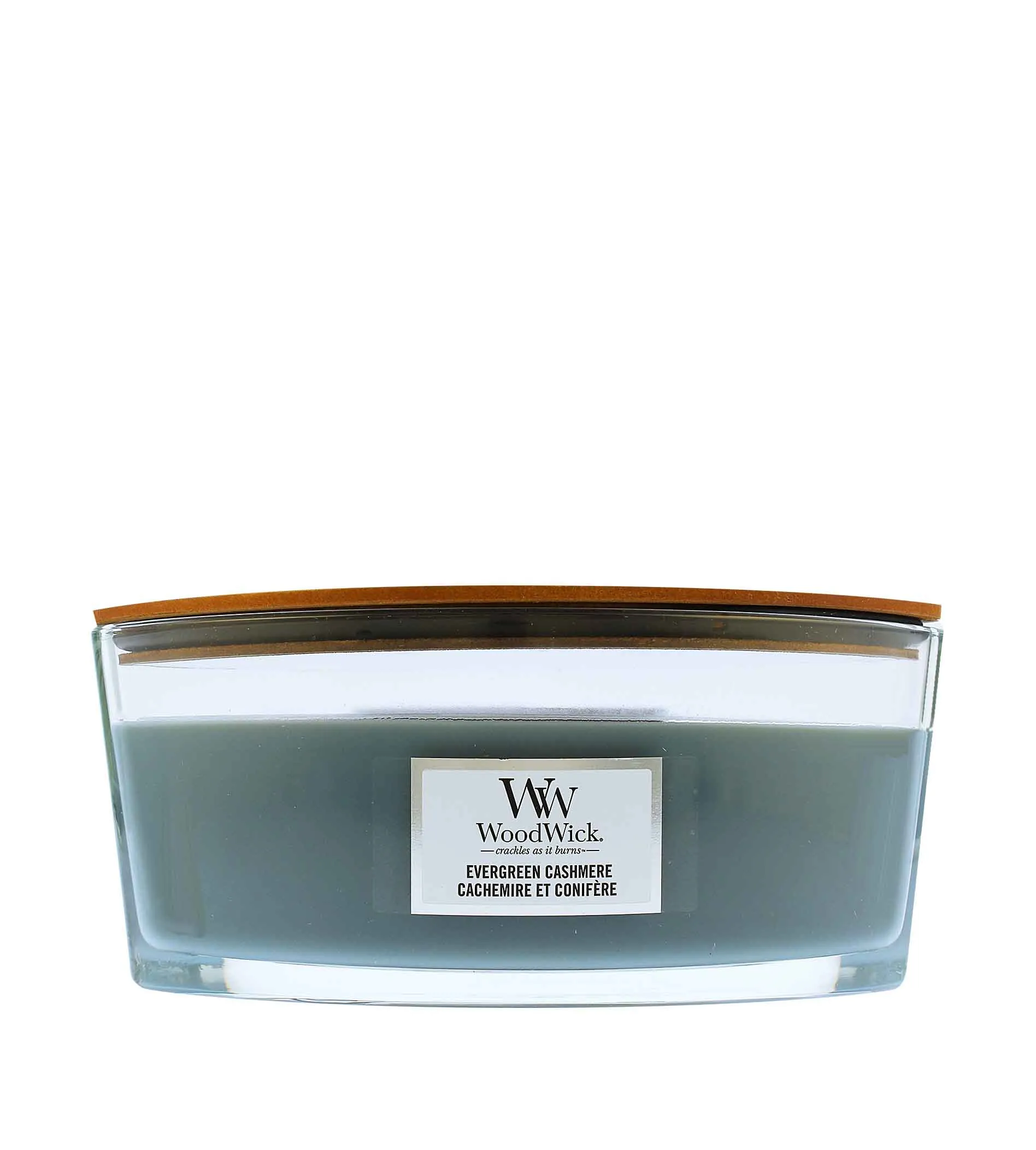 WoodWick Evergreen Cashmere Duftkerze mit Holzdocht für Männer