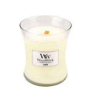 WoodWick Linen Duftkerze mit Holzdocht 275 g