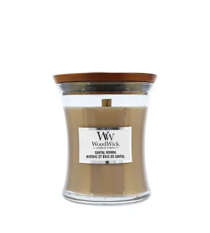 WoodWick Santal Myrrh Duftkerze mit Holzdocht für Männer