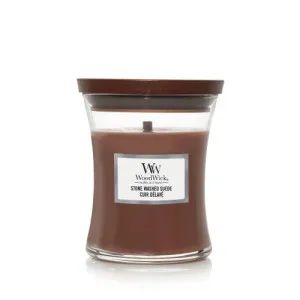 WoodWick Stone Washed Suede Duftkerze mit Holzdocht für Frauen