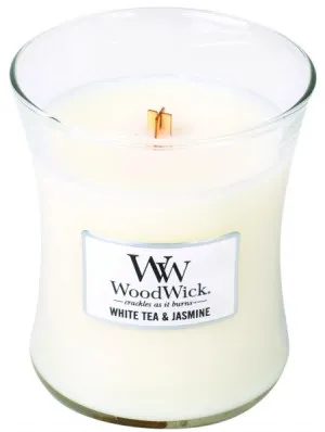 WoodWick White Tea & Jasmine Duftkerze mit Holzdocht 275 g