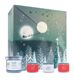 Yankee Candle Bright Lights Geschenkset Signature Tumbler klein 122 g + Votivkerze im Glas 3 x 37 g