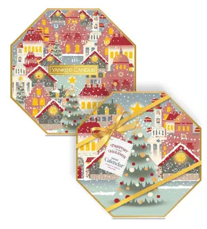 Yankee Candle Passport to the Holidays Adventskalender Kranz Teelicht 24x9,8 g + Glaswindlicht