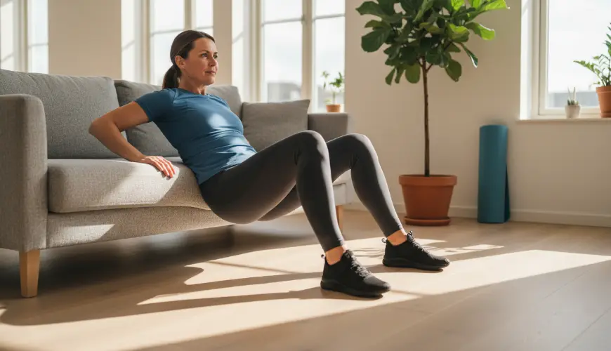 Hip Thrust auf der Couch als Heimtraining für starke Gesäßmuskeln