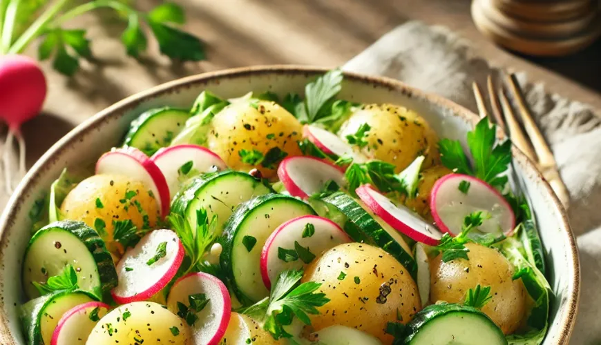 Probieren Sie den sommerlichen Kartoffelsalat voller frischer Aromen aus.