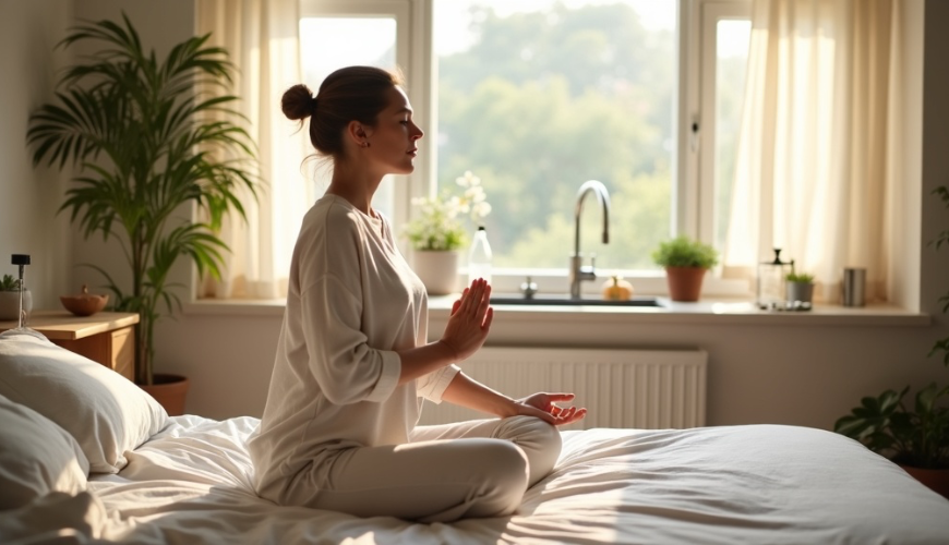 Das Lymphsystem wacht morgens langsamer auf, daher helfen ein paar sanfte Übungen und Atmung.