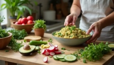 Ein Frühlingssalat, der satt macht, ist einfach zuzubereiten, wenn Sie Proteine und gute Fette hinzu