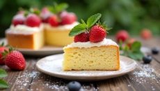 Sahne-Biskuitkuchen ist der perfekte süße Begleiter für den Sommer.