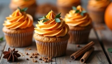 Schaffen Sie sich zu Hause Gemütlichkeit mit Kürbis-Cupcakes am Wochenende.