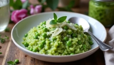 Finden Sie heraus, wie Sie cremiges Erbsenrisotto zu Hause stressfrei zubereiten können.