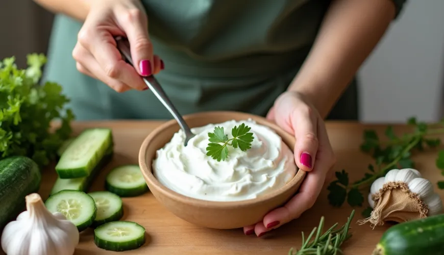 Erstellen Sie erfrischendes Tzatziki wie in einer griechischen Taverne