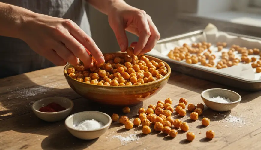 Probieren Sie geröstete Kichererbsen als knuspriges Snack