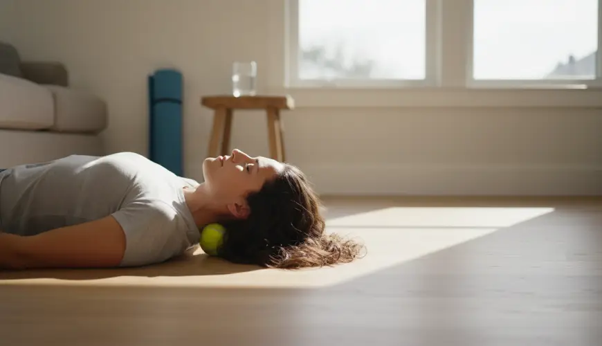 Versuchen Sie die Nackenlösung mit einem Tennisball